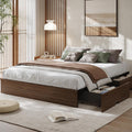 GarveeHome Wood Platform Bed Frame, Queen Bed Frame with 2 Drawers