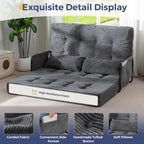 MAXYOYO Adjustable Folding Sofa Bed Couch with 2 Pillows, Dark Grey | Multi-Functional Bean Bag Bed, 5-Position Foldable Lazy Floor Sofa Bed with Armrest, Versatile Floor Seating for Reading