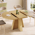 iPormis 43.3in-59in Extendable Round Dining Table for 4-6, Modern Wooden Kitchen Table for Dining Room, Adjustable Size Oval Circle Dinner Tables Furniture for Kitchen Living Room, Natural