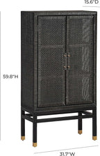 Tov Furniture Amara Charcoal Woven Rattan Wall Cabinet
