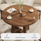 Round Dining Table for 4, Wooden Dining Room Table, Circle Kitchen Table for Home Dining Room Kitchen Living Room (Walnut Brown)