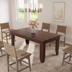 GarveeHome Farmhouse Dining Table for 4-6 People, 63 in Long Kitchen Tables with Wooden Sturdy Frame, 5 ft Large Rectangular Dinner Table for Dining Room, Kitchen, Black, Brown Non-extendable