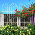 4 Pack Metal Garden Trellis for Climbing Plants Outdoor 86.7" H Cream White Garden Fence Rustproof Trellis Support Roses Flower Lawn, Off White