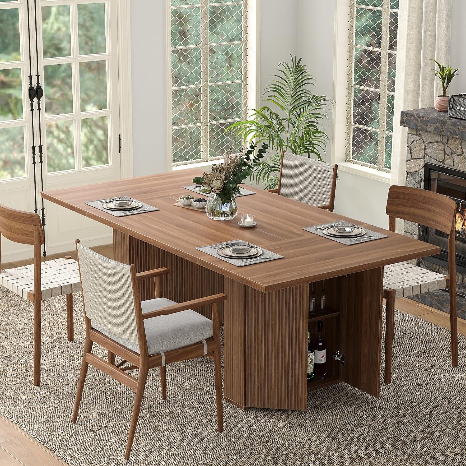Yanosaku 78.7'' Dining Table for 4 6 8 10, Rectangular Kitchen Table with Storage, Farmhouse Dining Room Table for Kitchen, Dining Room, Living Room