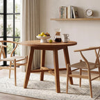 Solid Wood Round Dining Table for 2-4, 31.5-Inch Farmhouse Small Kitchen Table for Dining Room, Kitchen, or Small Spaces (Brown)