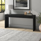 Henn&Hart 64" Rectangular Fluted Console Table, Ribbed Entryway Table, Sofa Table for Entryway, Living Room, Couch, Hallway, or Office, Natural Black