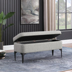 HomePop Upholstered Storage Bench with Metal Leg, 42" W, Cool Gray Woven