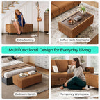 LINSY HOME Sectional Sleeper Sofa Storage Ottoman Bench, Convertible Coffee Table Plush Corduroy Couch Ottoman Footstool for Living Room, Bedroom Entryway and Family Room, Brown