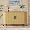 HUAHUU Sideboard Buffet Cabinet with Storage, 47.2" Fluted Storage Cabinet with Sliding Door & Adjustable Shelf, Modern Accent Coffee Bar Console Cabinet for Living Room Kitchen, Natural Oak