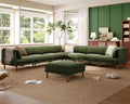 Cloud Sectional Couches for Living Room,Modular Sectional Sofa,Green | Extra Deep 8 Seater,Mid Century Modern Oversized Couches With Ottoman,Solid Wood Leg,Large Sofa for Big Space,Office