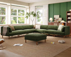 Cloud Sectional Couches for Living Room,Modular Sectional Sofa,Green | Extra Deep 8 Seater,Mid Century Modern Oversized Couches With Ottoman,Solid Wood Leg,Large Sofa for Big Space,Office