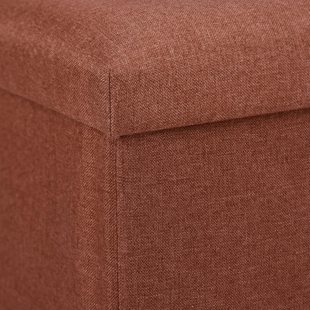 Relaxdays Stool with Storage Space, Foldable, Soft, Padded, Square, Fabric, Cube, HxWxD: 37 x 37.5 x 37.5 cm, Brown