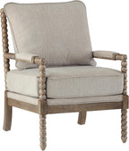 DUHOME Linen Fabric Spindle Accent Chair with Wood Frame,Modern Accent Chairs with Padded Spring Seat and Brushed White Base for Living Room Bedroom Farmhouse Home Office Belcony