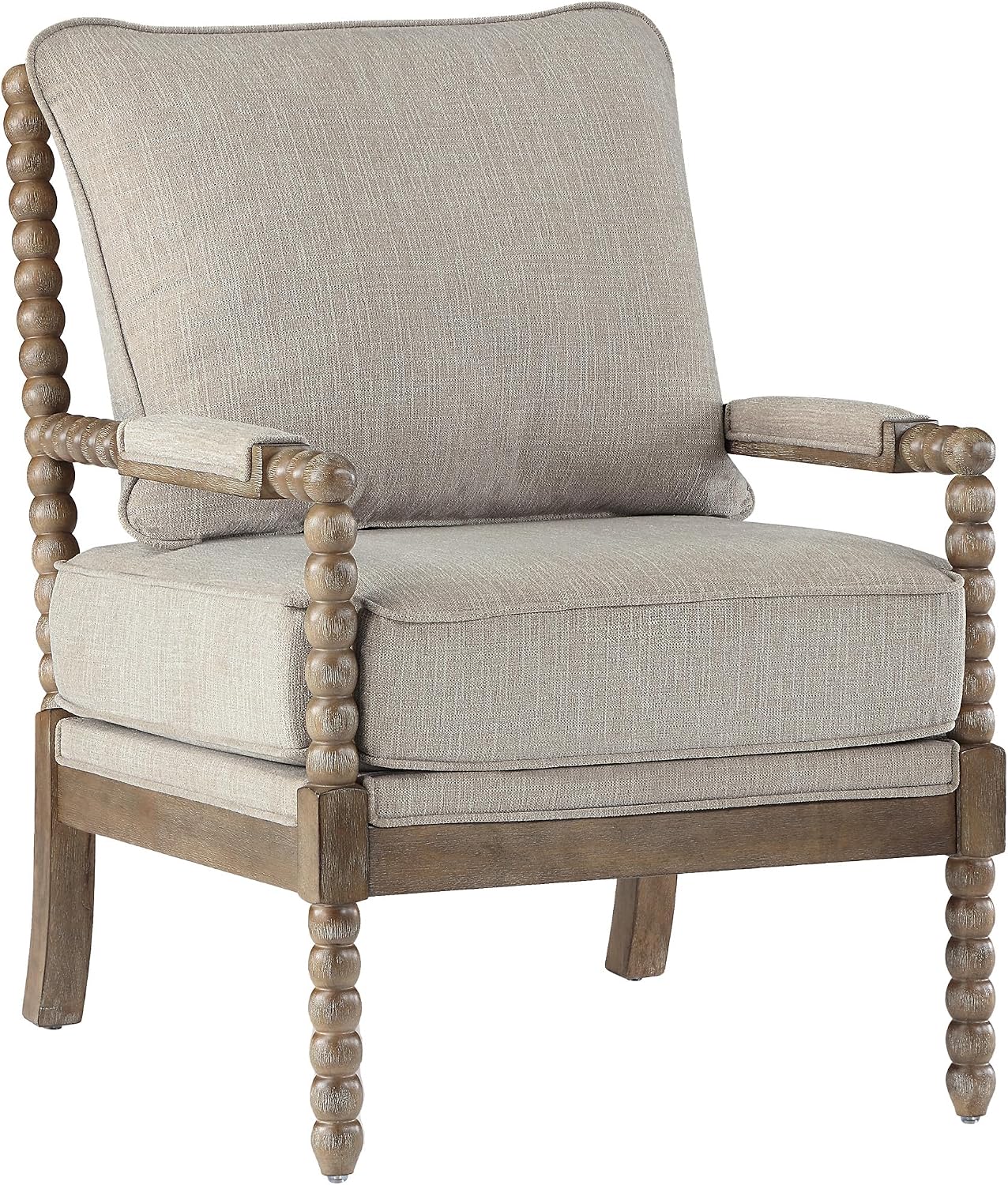 DUHOME Linen Fabric Spindle Accent Chair with Wood Frame,Modern Accent Chairs with Padded Spring Seat and Brushed White Base for Living Room Bedroom Farmhouse Home Office Belcony
