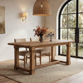 63" Solid Wood Dining Table, Rectangular Kitchen Table with Sturdy Legs, Rustic Wooden Dinner Tables for 4-6, Dining Room, Living Room, Natural Finish
