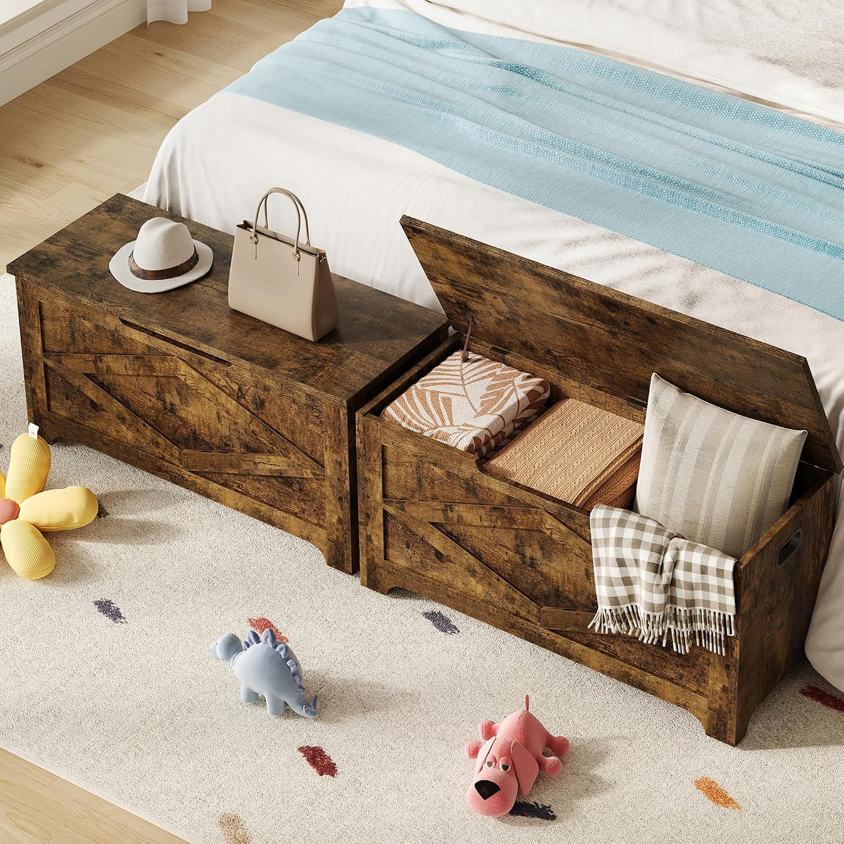 GAOMON Storage Chest, Wooden Storage Bench, Modern Style Lift-Top Shoes Bench with Safety Hinge for Entryway, Bedroom, Living Room, Supports 300 Lb and Easy Assembly