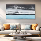 Abstract Wall Art Black White and Blue Canvas Art Wall Decor Modern Art Wall Decor Painting Framed Artwork Abstract Canvas Wall Art for Living Room Bedroom Office 24"x48"
