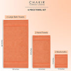 Chakir Turkish Linens 100% Cotton Premium Turkish Towels for Bathroom, 2 Large Bath Towels, 2 Hand Towels, 2 Washcloths (6-Piece Towel Set, Coral)