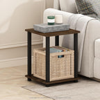 Furinno Simplistic Side Table Set of 2, End Table, Night Stand, Nightstand, Bedside Table, for Living Room, Bedroom, Black Walnut
