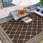 HiiARug 8x10 Outdoor Rug Outdoor Patio Rug, Reversible Waterproof Plastic Straw Rug Large Outdoor Rugs (8x10Ft, Brown)