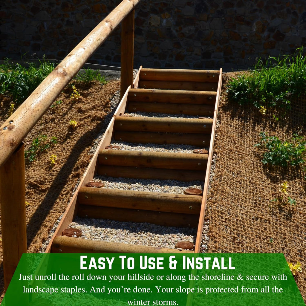 Farm Plastic Supply - 100% Biodegradable Coir Mat - 6' x 164' - 700 Gram Coir Matting Roll, Erosion Control Blanket, Coconut Coir Mat, Coconut Erosion Control Blanket