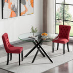 Henf 47.24" Round Dining Table with Black Metal Legs, Glass Kitchen Table for 4-6 People, Round Glass Dining Room Table for Small Space, Easy Assembly Circular Side Desk