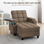 41.7" Oversized Living Room Chair, Convertible Chaise Lounge Chair Indoor with Adjustable Backrest, Deep Seat Accent Reading Chair with Armrest Storage, Swivel Side Table & Cup Holders for Bedroom