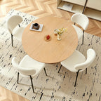 Homedot Modern Round Dining Table Set for 4 with Chairs, 47.24" Oak Wooden Kitchen Table with 4 Seated Dining Room Chairs, 5-Piece Kitchen Dining Table Chairs Set for Apartment,Living Room