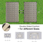 OLANLY Waterproof Outdoor Rug 10x14 ft, Outdoor Plastic Straw Rug for Camping, RV Mat Outside, Outdoor Carpet for Porch, Deck, Backyard, Balcony, Picnic, Black & Beige