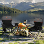 ALPHA CAMP Folding Camping Chair for Adults Lawn Chair for Camping Outdoor | Support 250 LBS Portable Camp Chairs with Cup Holders Cooler Pouch 2 Pack
