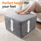 23in Square Pouf Ottoman, Large Corduroy Ottoman Foot Rest with Solid High-Density Foam, Removable Washable Cover, Soft Floor Foot Stool for Living Room, Bedroom, Grey
