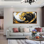 SIXTTART Abstract Living Room Pictures Wall Decor - Modern Office Artwork Wall Decor - Wooden Framed Wall Art for Bedroom Size 24" x 48"