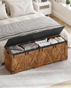 Hzuaneri 59" Farmhouse Storage Chest and Bench | 70 Gal | 330lb Seat | Soft-Close Hinges | Rustic Brown | Shoe and Blanket Storage for Bedroom, Living Room, Entryway | Easy Assembly | SB15001X