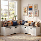 L Shaped Corner Shoe Storage Bench with Cushion, Kitchen Breakfast Nook Bench with Lift Top Hidden Storage, Wood Flip-Top Shoe Benches for Entryway Dining Room, Kitchen, Bedroom