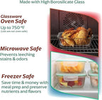 Fusion Gourmet 8 Pack 35 oz Glass Storage Containers with Lids - Airtight, Leakproof, Oven, Microwave & Freezer Safe, Stain & Odor Resistant, Reusable Meal Prep Containers (16-Piece)