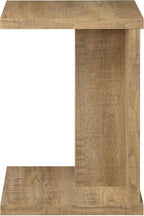 Coaster Home Furnishings - Clower - Wood - C-Shaped Side Table with Rectangular Top, Open Form, and Square Edges - Living Room - Mango - 930277