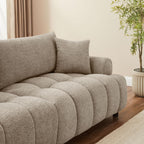 VANOMi Boucle Sofa Couch, 91" Comfy Tufted Upholstered Cloud Couches, Modern 3 Seater Sofa with Pillows, Oversized Deep Seat Sherpa Couch for Living Room, Bedroom, Apartment (Camel Color)
