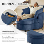 Vanity Accent Chair Swivel Living Room Chairs Curve Back Reading Chair with Armrest, Lounge Chair with Ottoman for Bedroom