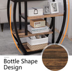 4-Tier End Table with Storage, Narrow Side Table for Living Room, Wood Sofa Side Table with Metal Frame, Industrial Bedside Table and Nightstand for Bedroom, Rustic Brown