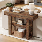 Tribesigns 41.34" Farmhouse Console Table, Sofa Table Behind The Couch | 2-Tier Narrow Entryway Furniture with Storage Shelves for Hallway Foyer Living Room, Easy Assembly, Rustic Brown