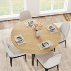 IDEALHOUSE 47" Round Dining Table for 4, Kitchen Dining Room Table with Sturdy Metal Frame, Wood Circle Kitchen Table for Space Saving - Natural Oak (No Chairs)