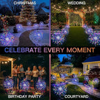 suddus Solar Garden Lights Outdoor Waterproof, Upgrade 2 Pack 150LED Solar Firework Lights, 8 Modes Starburst Fairy Light for Front Yard, Driveway, Bushes, Patio Christmas Decor (Multicolor)
