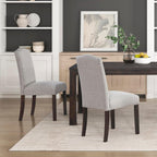 Lexicon Upholstered Dining Chairs Set of 2 - Soft Durable Fabric Armless Arched Back Kitchen Modern Dining Room Chairs for 2, Nailhead Trim Side, Brown Sturdy Wooden Frame, Easy Assembly, Taupe