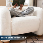 Mofolit 40" Barrel Chairs Oversized Modern Accent Chair Crate and Barrel Furniture for Living Room Bedroom Apartment .(Cream)