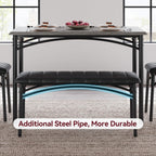 Garvee Dining Table Set for 4, Kitchen Table with Upholstered Bench and 2 Chairs, 4-Piece Wooden Dining Table Set for Apartment, Dining Room, Small Space, Gray