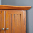 Corner Pantry Cabinet 4-Tier Oak MDF 72H 8 Doors | MDF construction, oak finish, corner pantry cabinet, 8 doors, 4 shelves, 24.4W x 12.2D x 72H