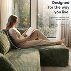 133" U-Shaped Modular Sectional Sofa, Corduroy Couch, Green | Cloud Luxury Comfort, Couches for Living Room, Storage & Cupholder, Oversized Sofa, Deep Seat, No Assembly Required