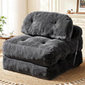 Folding Sofa Bed, Convertible Sleeper Chair with Back Support and Pillow | Foldable Couch for Living Room/Guest Use/Home Office, Foldable Chair Bed for Adults, Dark Gray