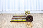 Leewadee - Foldable Floor Mattress - Japanese Roll Up Futon -Trifold Tatami Mat- Guest Floor Bed - Camping Mattress - Thai Massage Mat, Kapok Filled, 75 x 57 inches, Brown Green