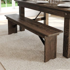 Flash Furniture Hercules 60x12 in Commercial Folding Bench, Rustic | Foldable Locking Legs, Farmhouse, Rustic
